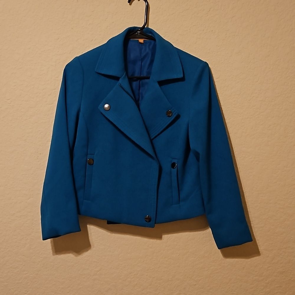 Ellen Tracy XS Turquoise zip up coat.
